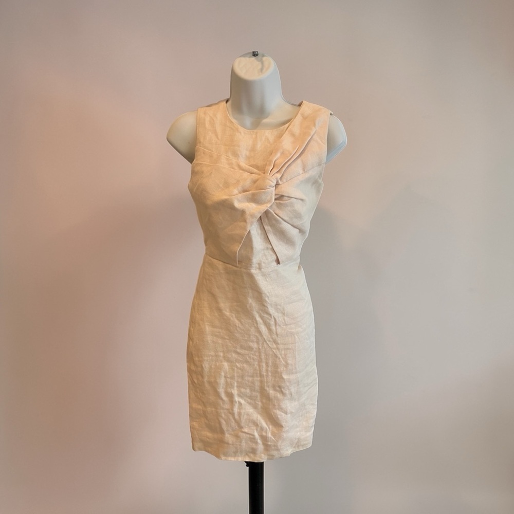 J.Crew Drape Knot Dress in Irish Linen – Size 0 – Dusty Pink Excellent Condition